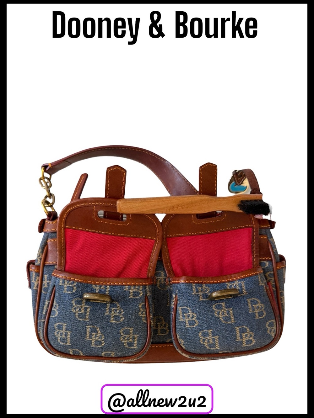 Reserved Dooney & Bourke Vintage Denim Monogram Hobo Baguette Bag - Picture 10 of 14